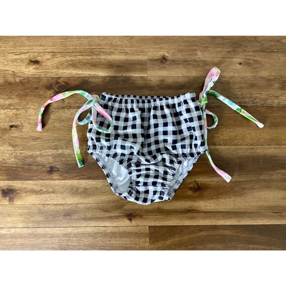 SweetHoney OG Fresh Blooms High Waist Swim Bottoms Black Gingham Beach Preppy 3T - Picture 3 of 6